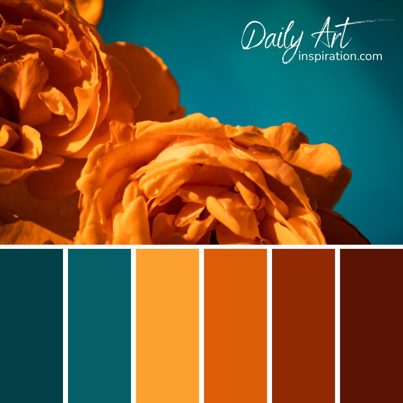28_yellow_and_orange_color_palettes_for_inspiration (12) teal and orange color palette, ochre color palette, warm and cool tones color combination, design colors, complementary color combination, interior color palette