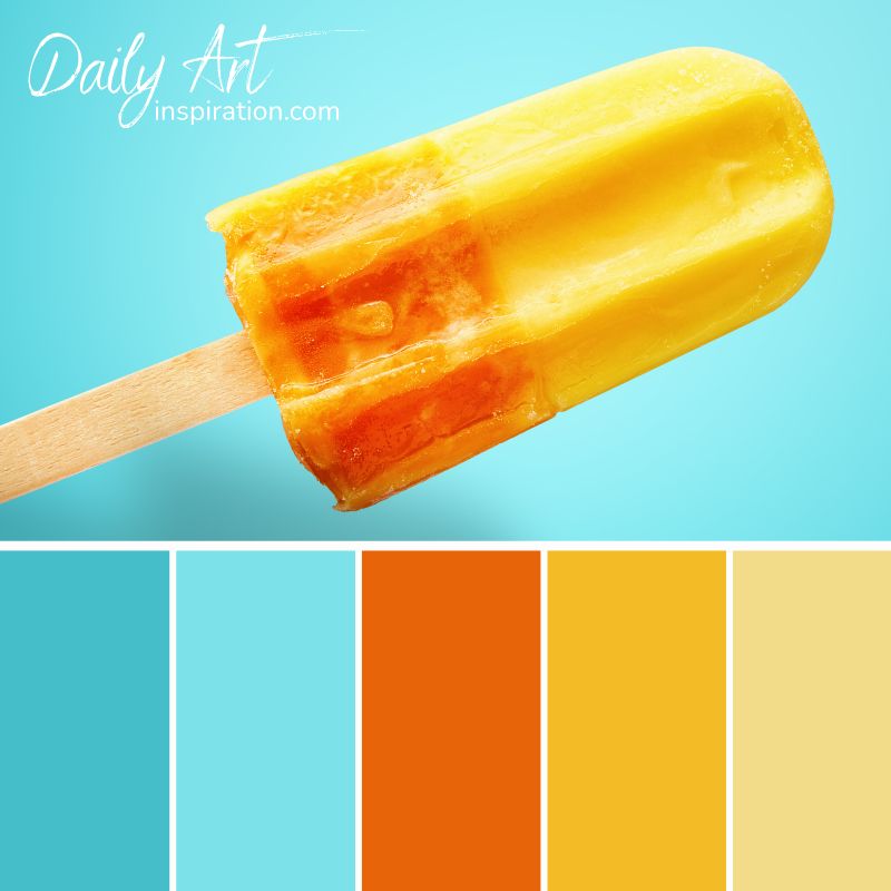28_yellow_and_orange_color_palettes_for_inspiration (19) blue and yellow color combination, light blue, yellow, orange colors, summer colors, summer color palette