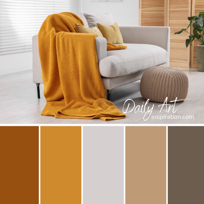 28_yellow_and_orange_color_palettes_for_inspiration (26) room interior design, brown and ochre color palette, brown, cream, ochre, orange color combination, warm colors, warm color scheme