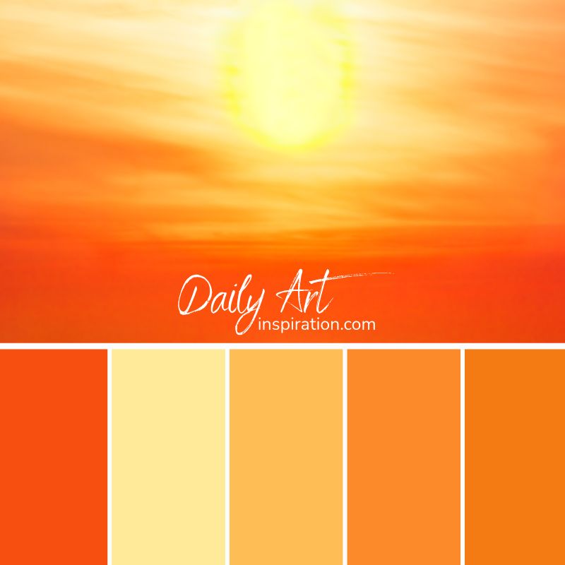 orange color palette, warm colors, vibrant colors with shades of orange and yellow, sunset colors