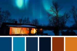 Winter night color scheme Blue Brown Ochre – Color palette 001