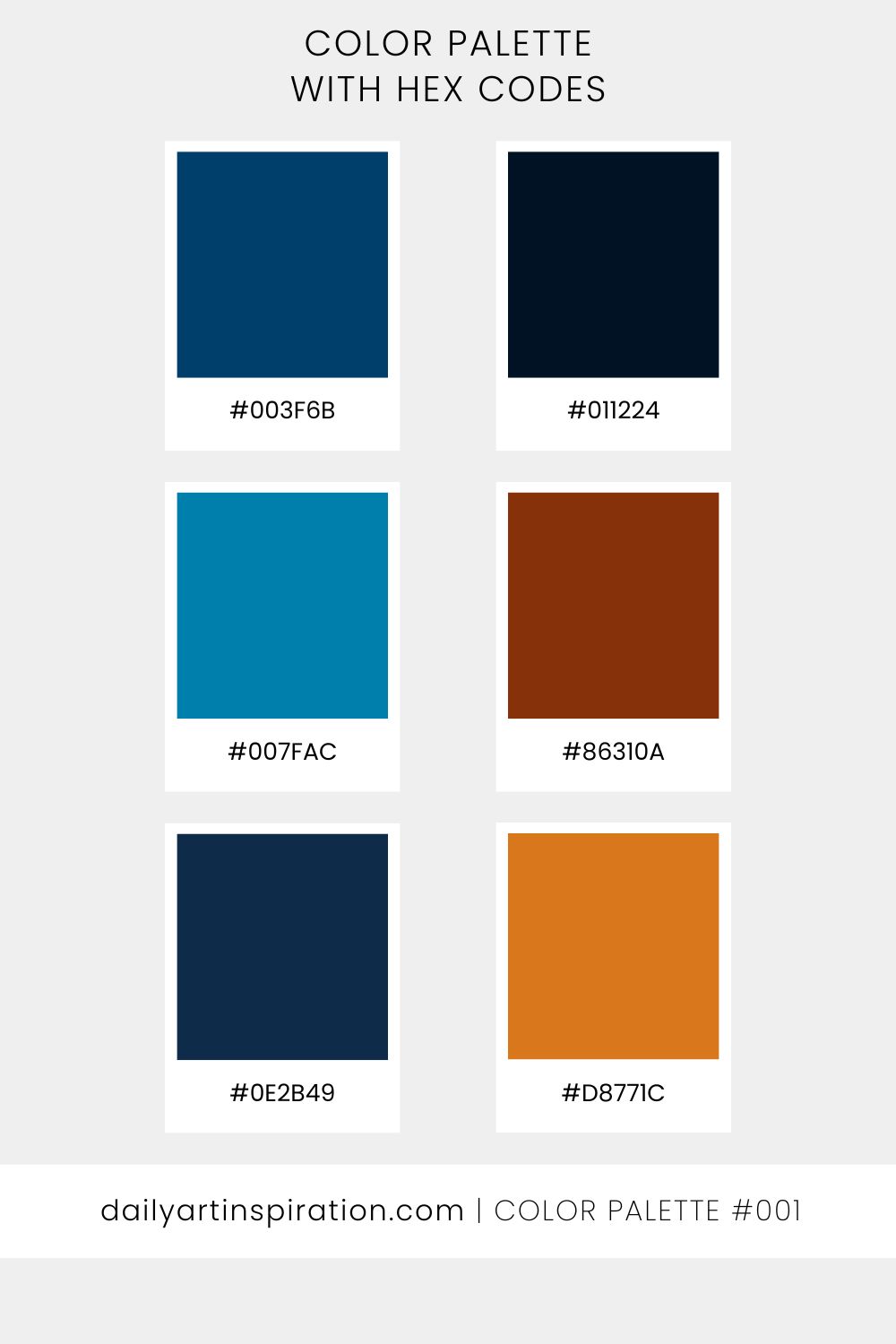 color-palette-001 hex-pin-dailyartinspiration.com, color palette, color scheme, winter color palette, blue, navy, brown, ochre, winter night color palette, bule and brown, color palette 2024, color idea 2024, color combinations, color combos