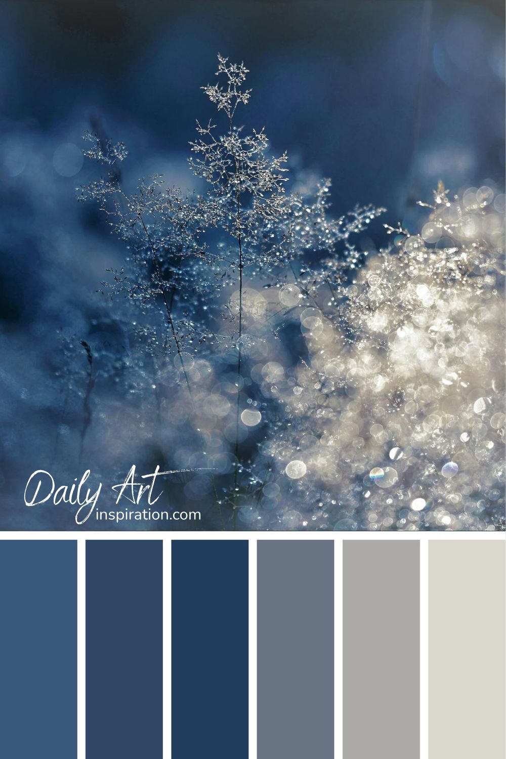 Winter forest color palette with blue and grey color, dailyartinspiration.com, winter color palette, winter colors, color palettes, blue, gray, grey, color combinations, colors, colours