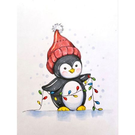 watercolor_christmas_card_idea_cute_penguin_watercolor-penguin_christmas_ornaments - watercolor christmas card ideas, watercolor christmas card ideas simple, watercolor christmas card ideas handmade, christmas greeting cards, christmas postcards, christmas watercolor, handmade postcard, diy greeting card, diy watercolor christmas card ideas